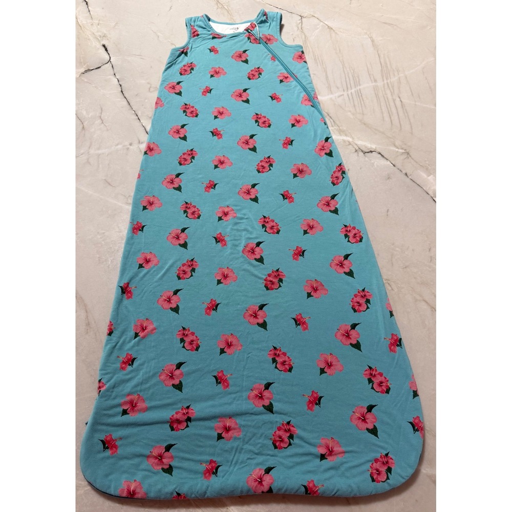 Kyte Baby Hibiscus Bamboo Sleep Bag 1.0 TOG Toddler XL Blue Pink Floral Zipper